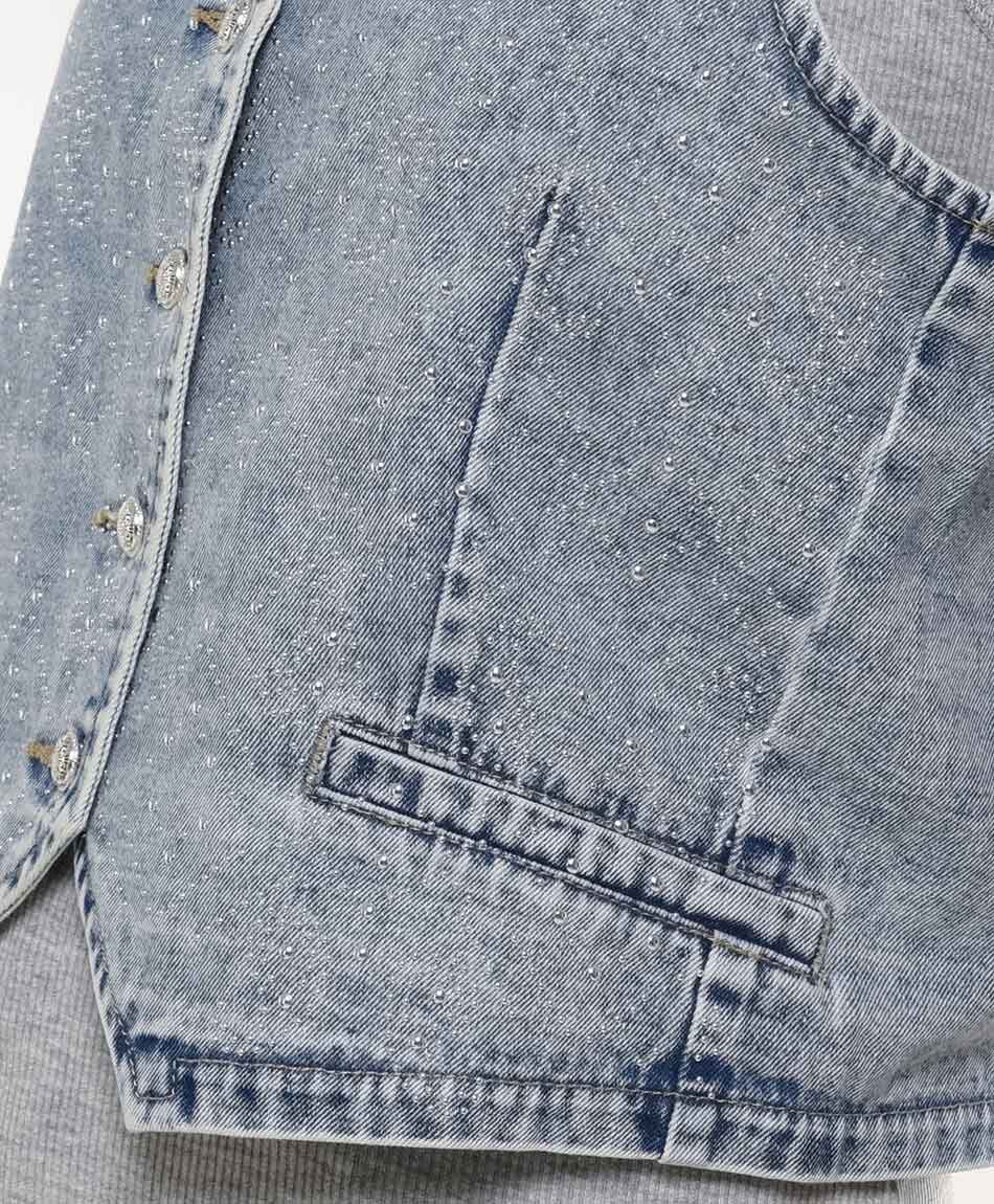 Vest mujer denim tachitas