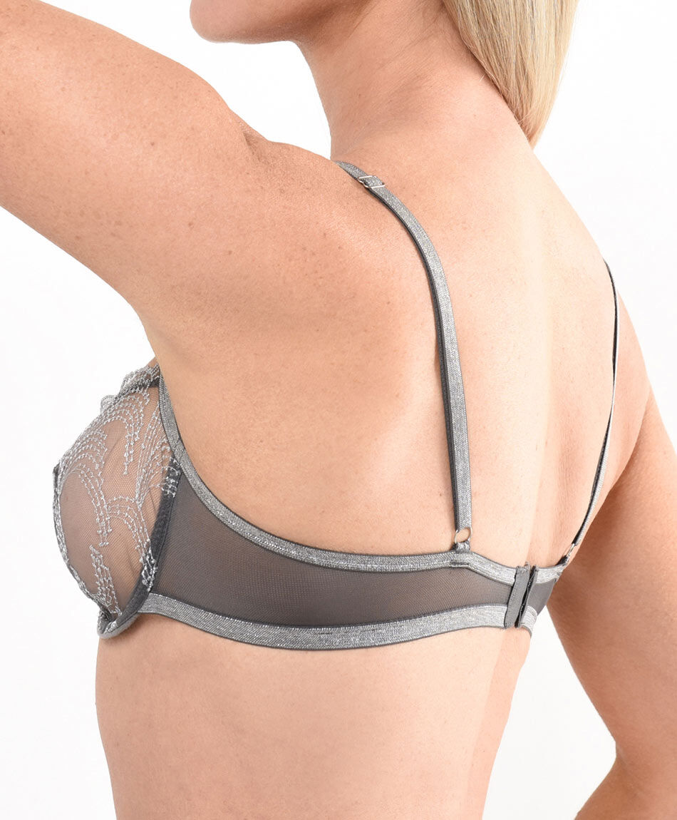 Sost&eacute;n mujer encaje brillitos silver