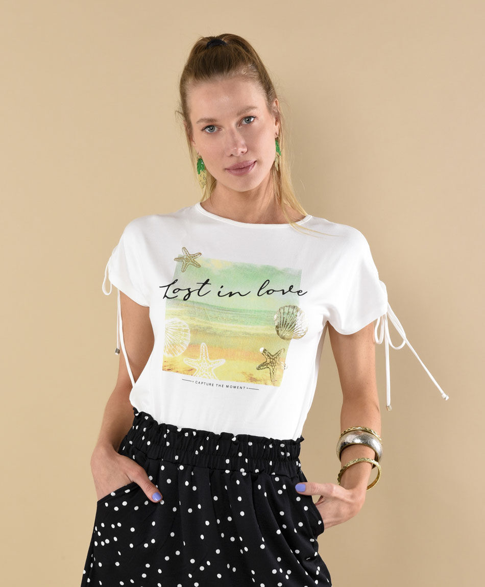 Polera manga corta cuello redondo