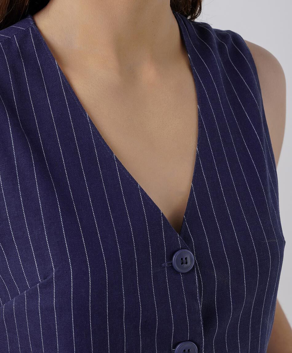 Vest mujer rayas lino