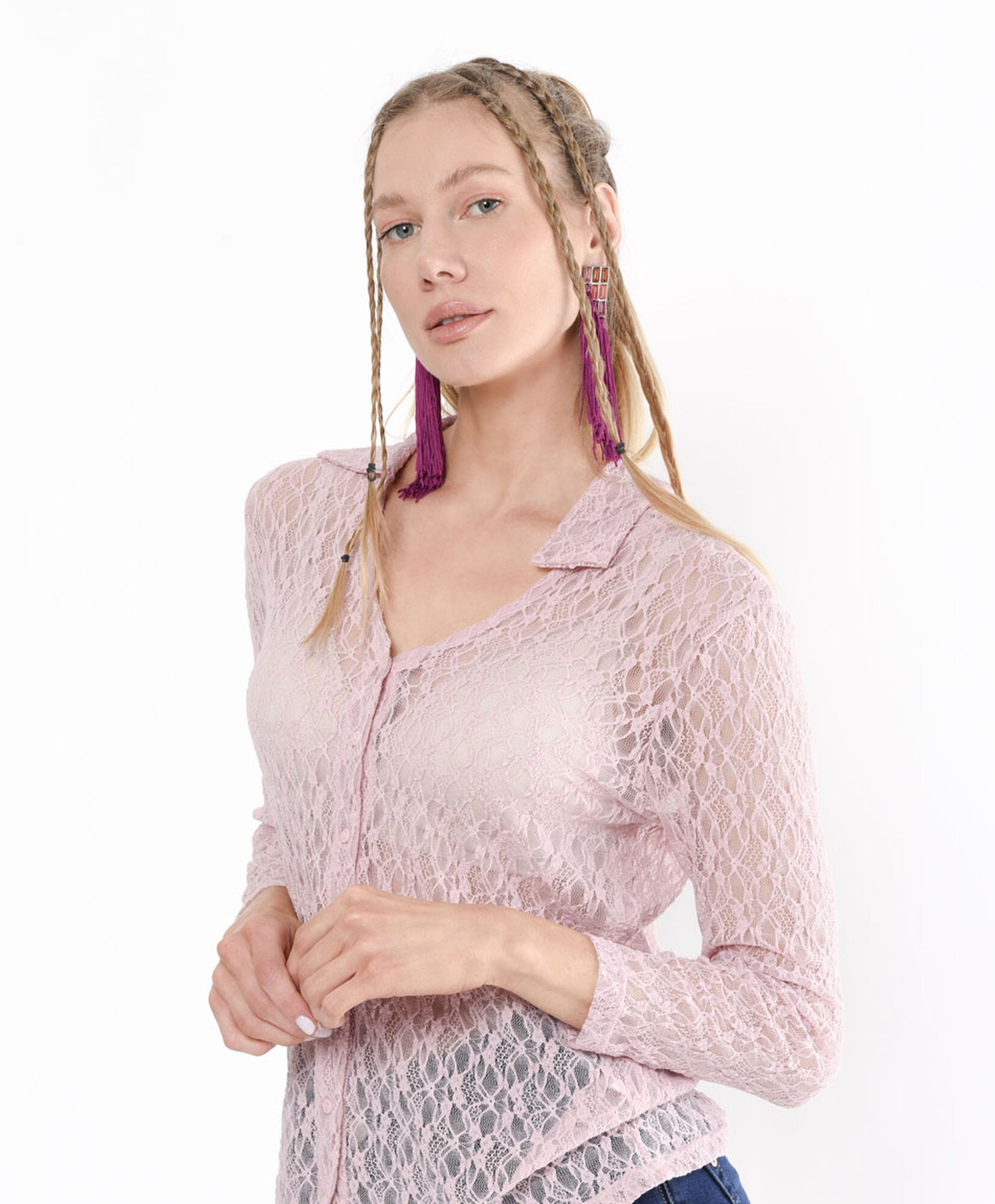 Blusa mujer encaje transparente Blusa mujer encaje transparente