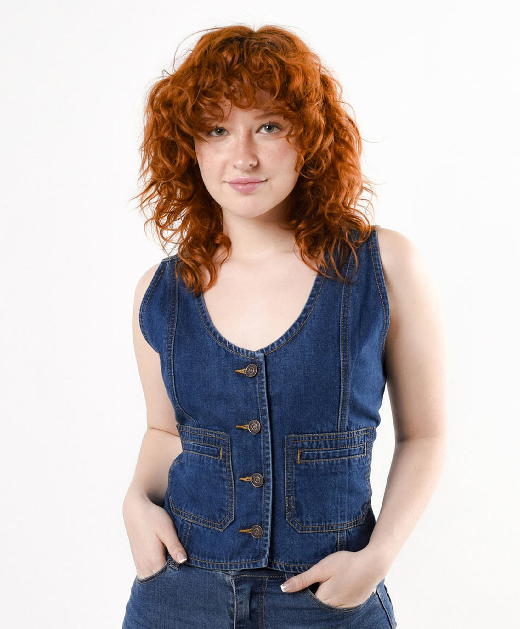 Vest mujer denim bolsillos Vest mujer denim bolsillos