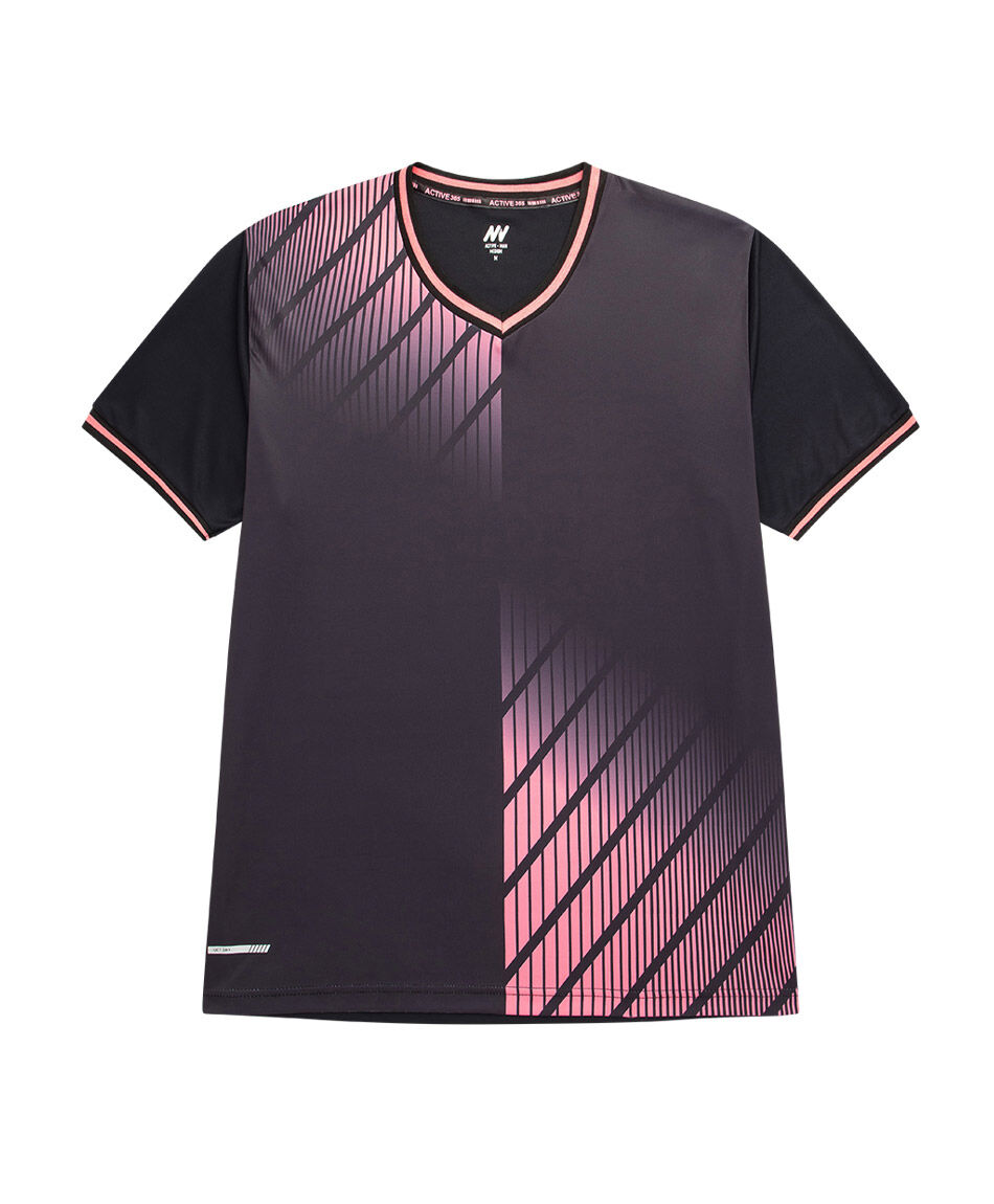 Polera deportiva hombre contraste rosa