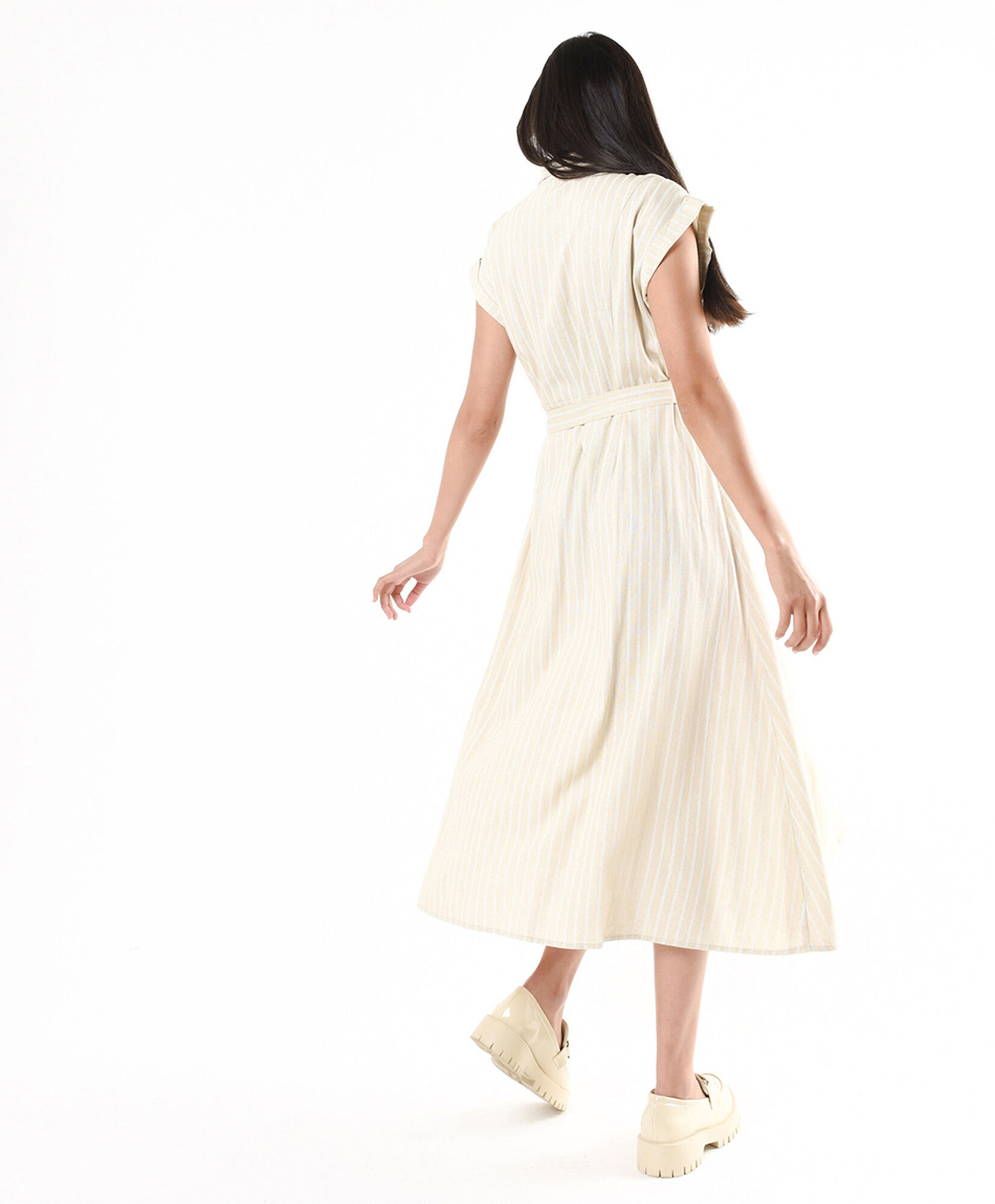 Vestido mujer líneas lino Vestido mujer líneas lino