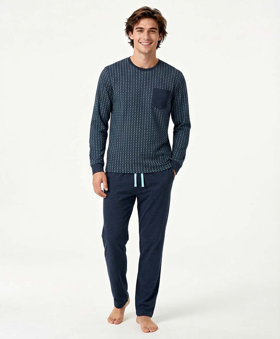 Pijama hombre dise&ntilde;o ancla blue
