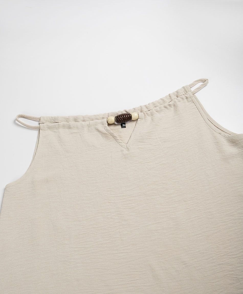 Blusa mujer top pabilo borlas beige
