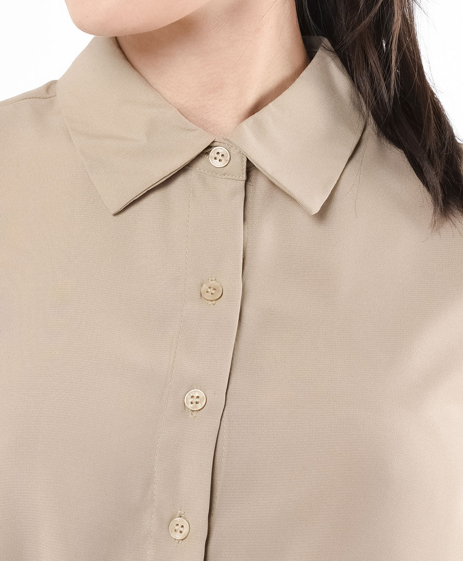 Blusa mujer manga corta beige
