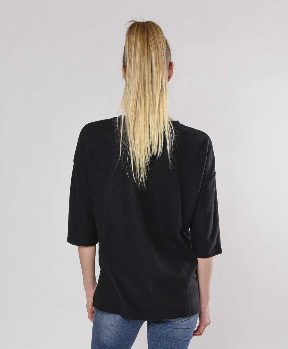 Polera mujer lisa bolsillo oversize