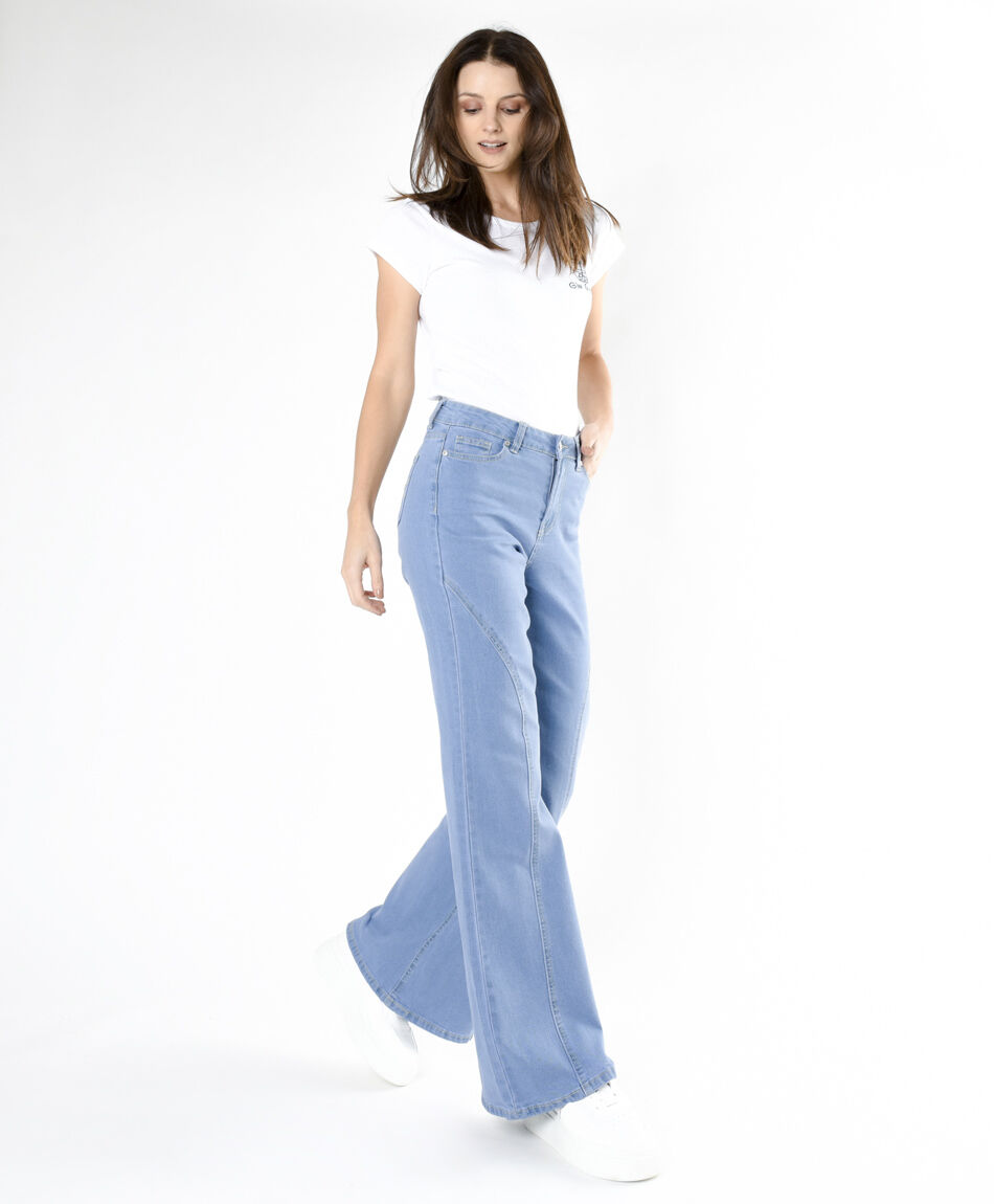 Jeans mujer costuras flare
