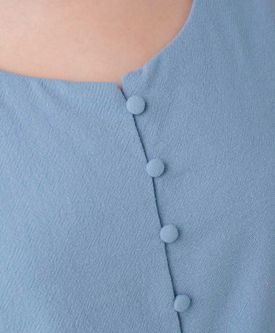 Vest mujer celeste lino