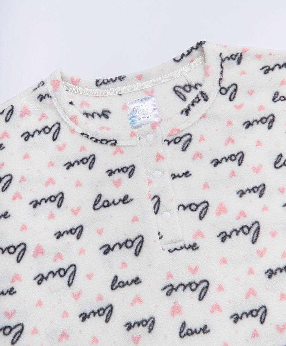 Pijama mujer  polar letras y  botones
