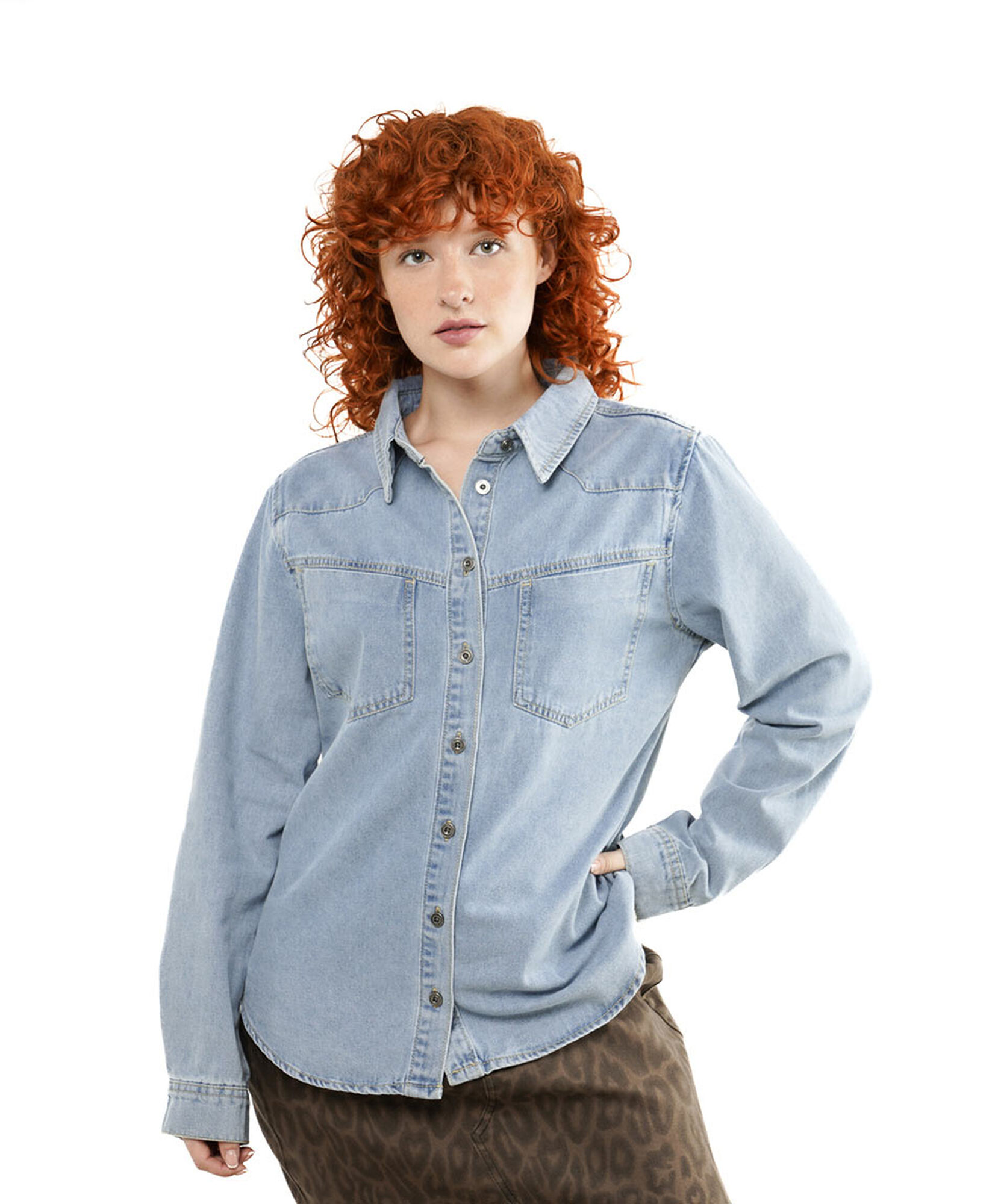Blusa mujer denim doble bolsillo Blusa mujer denim doble bolsillo