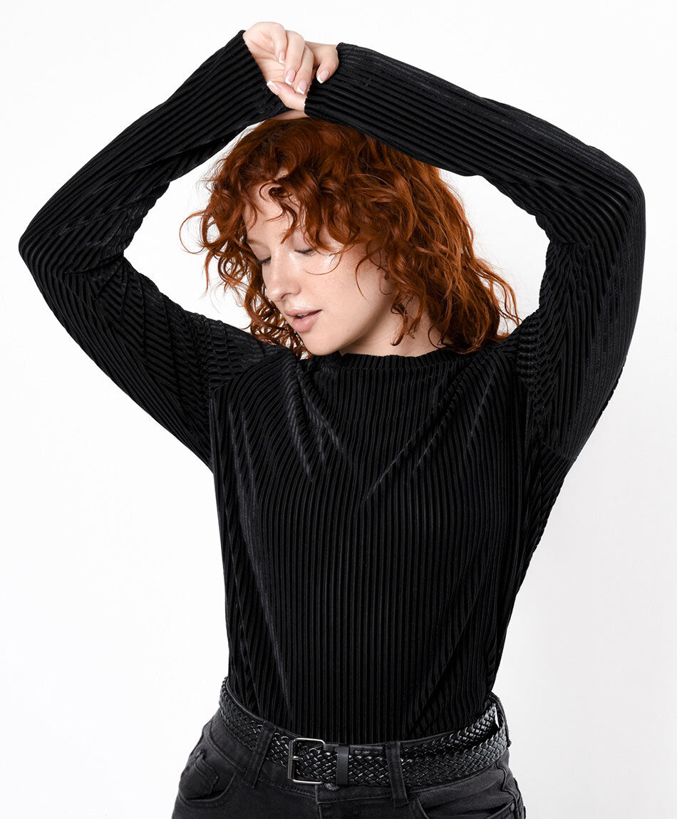 Polera mujer líneas velvet