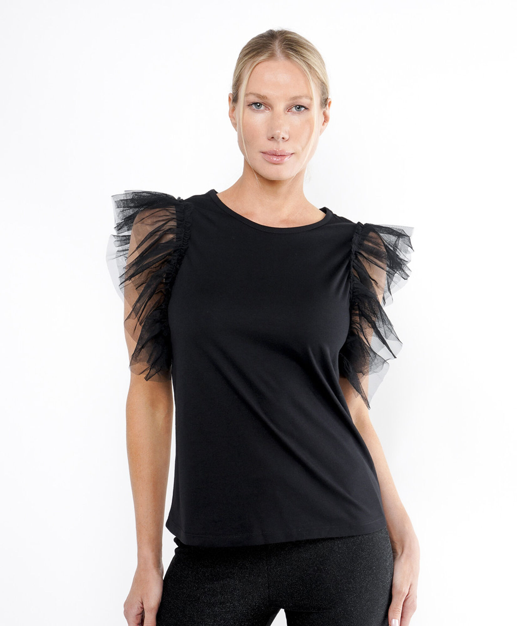 Polera mujer mangas tul Polera mujer mangas tul