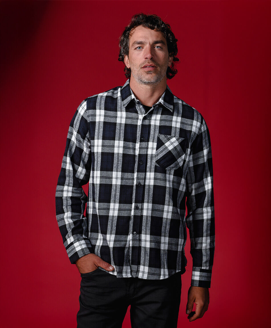 Camisa hombre franela azul oscuro