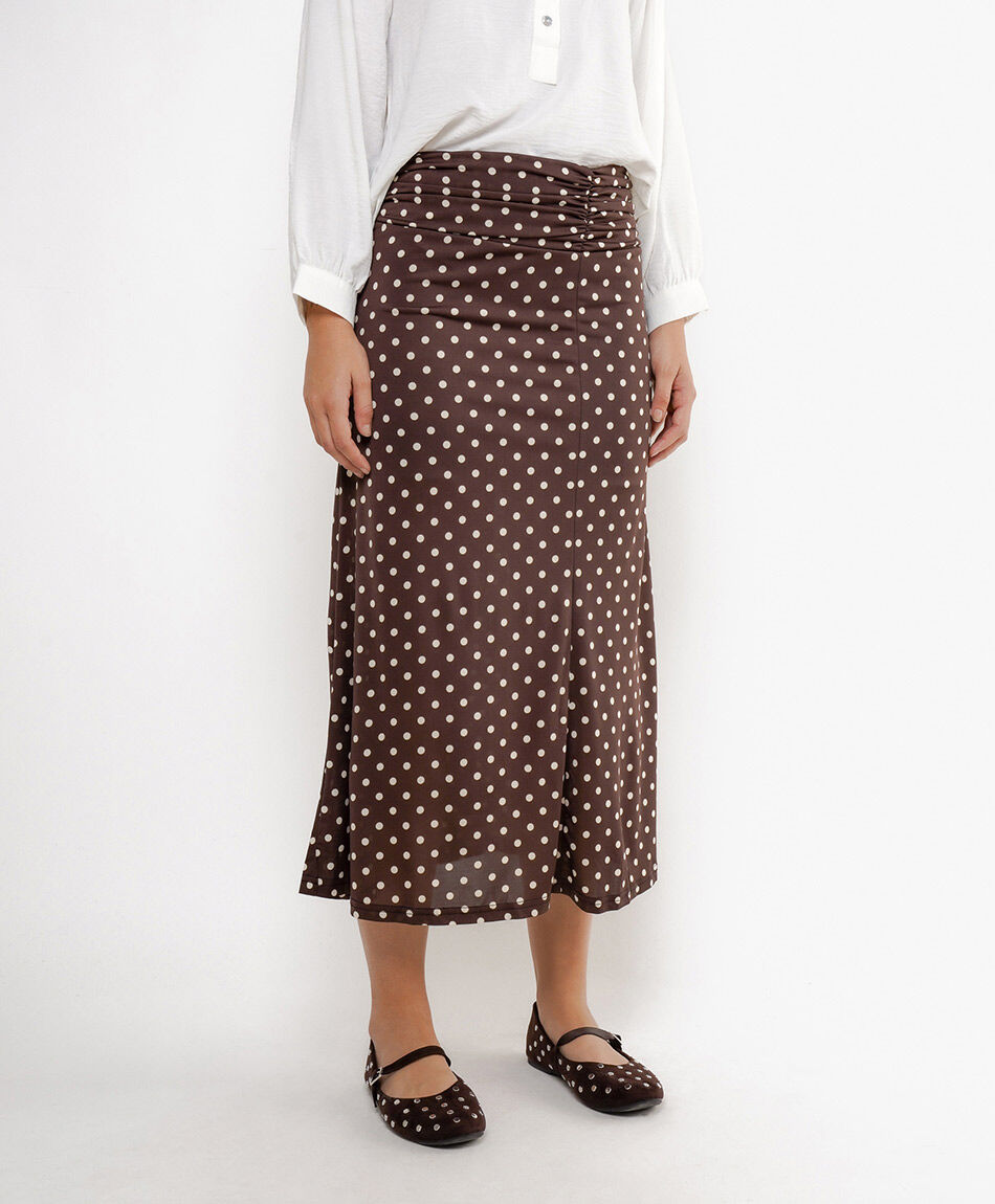 Falda mujer dise&ntilde;o lunares brown
