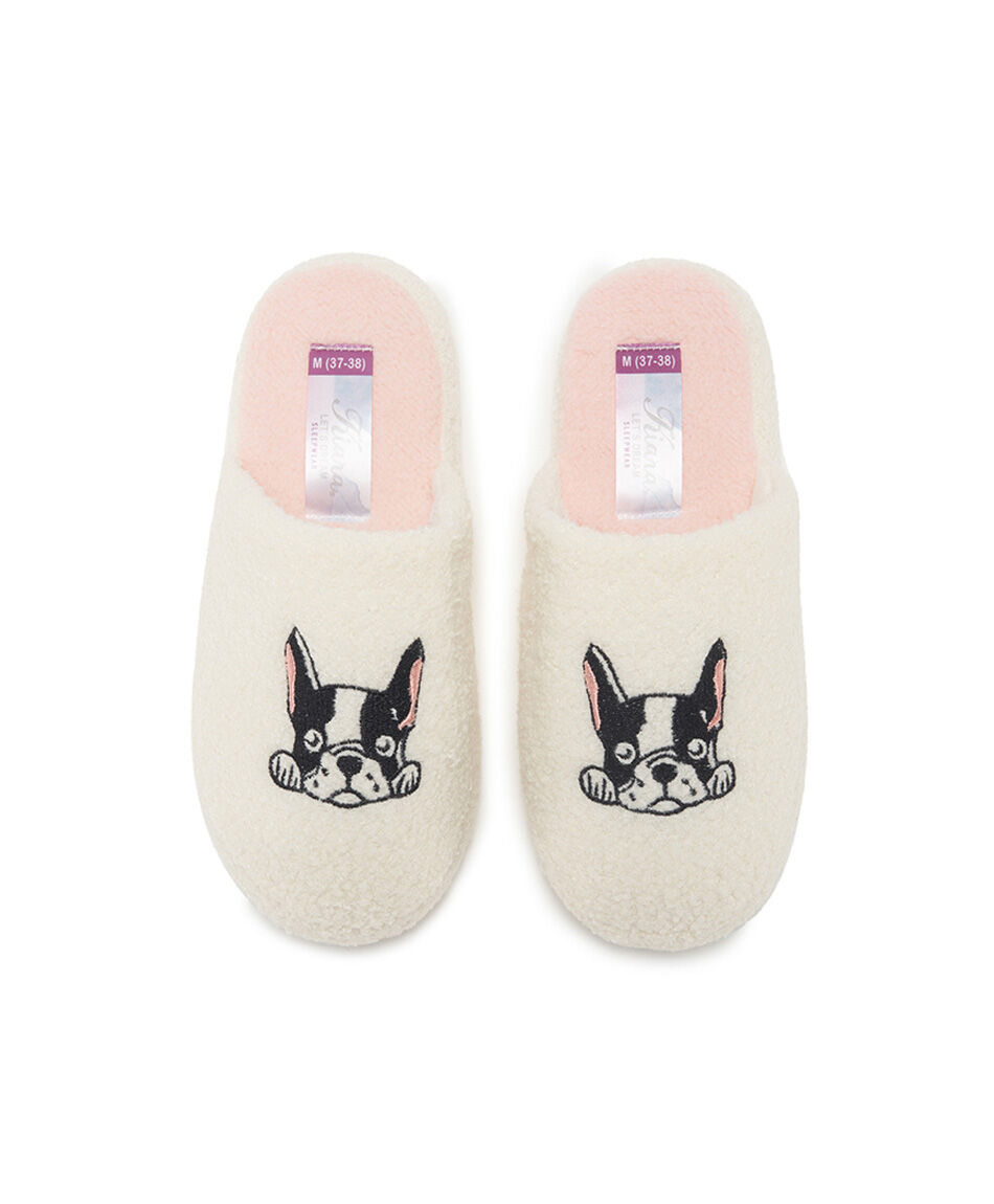 Pantufla mujer perrito durmiendo