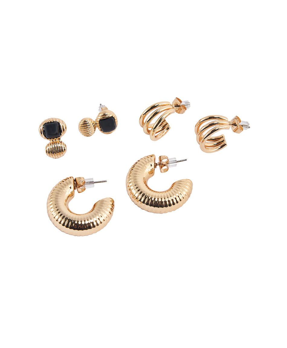 Set 3 aros mujer gold