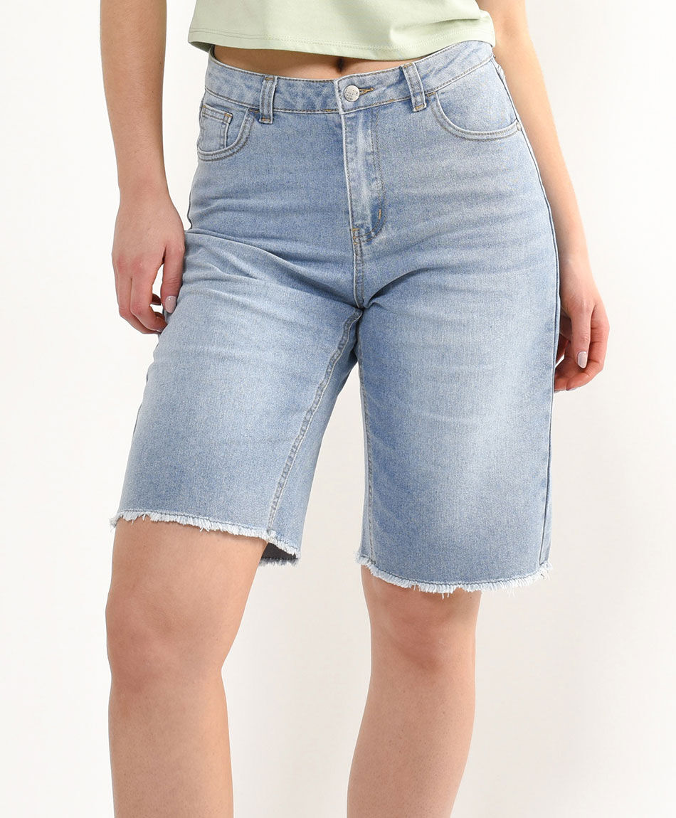 Bermuda mujer denim desgastes
