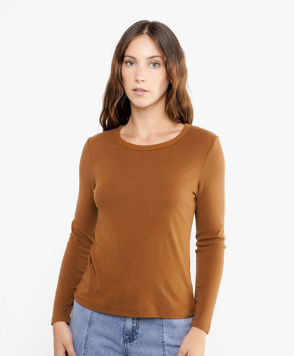 Polera mujer cl&aacute;sica cuello redondo