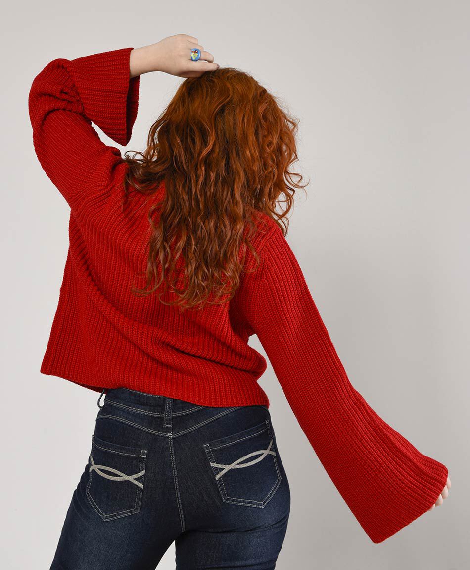 Sweater mujer punto el&aacute;stico manga ancha