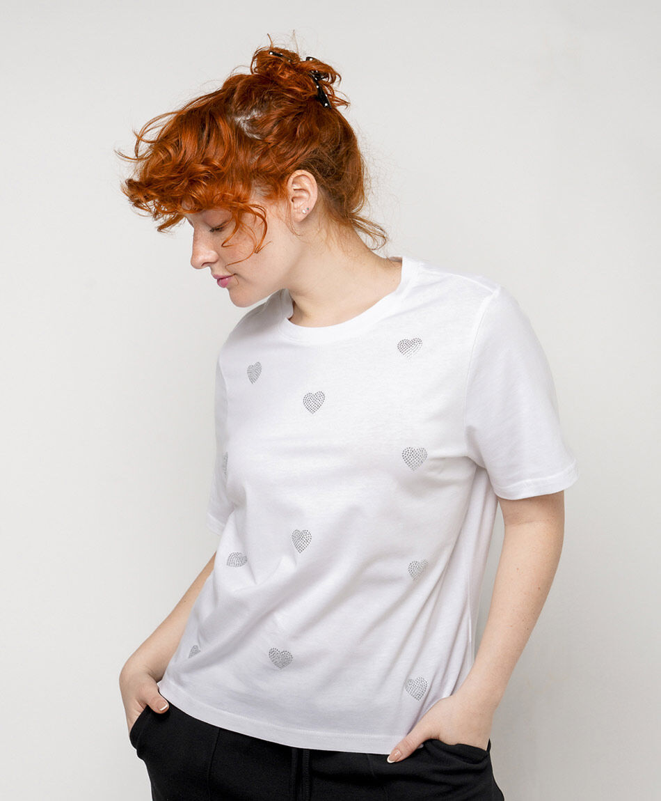 Polera mujer coraz&oacute;n brillos