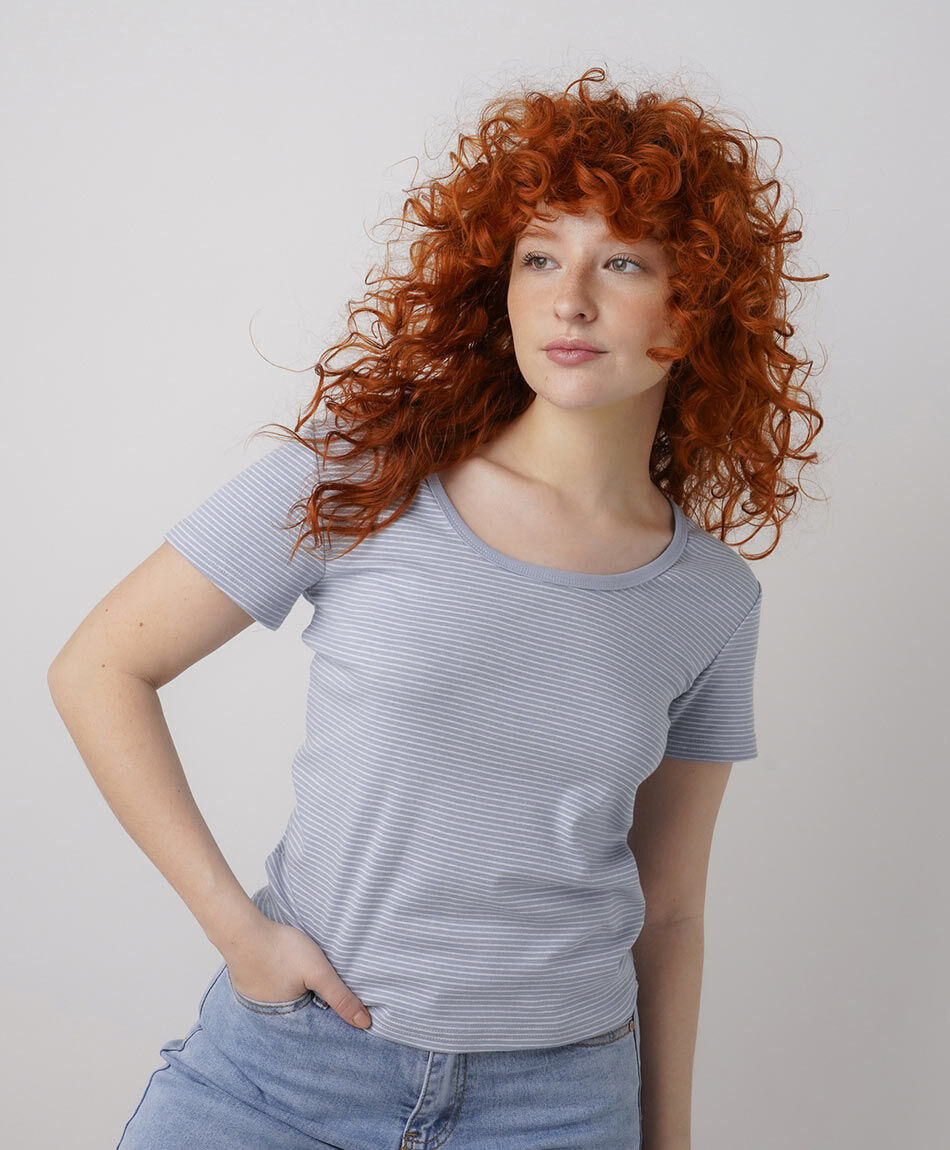 Polera mujer rayas contraste