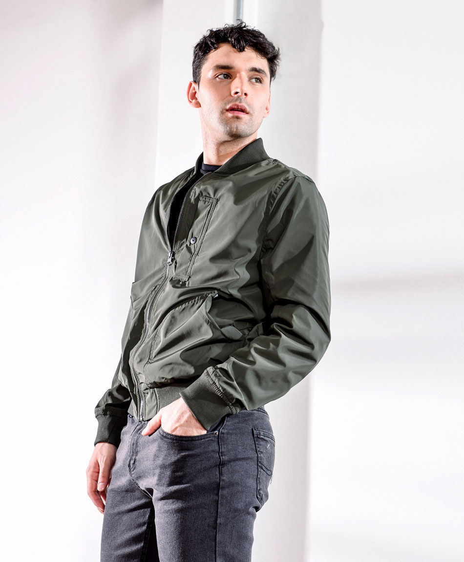 Chaqueta hombre bomber verde