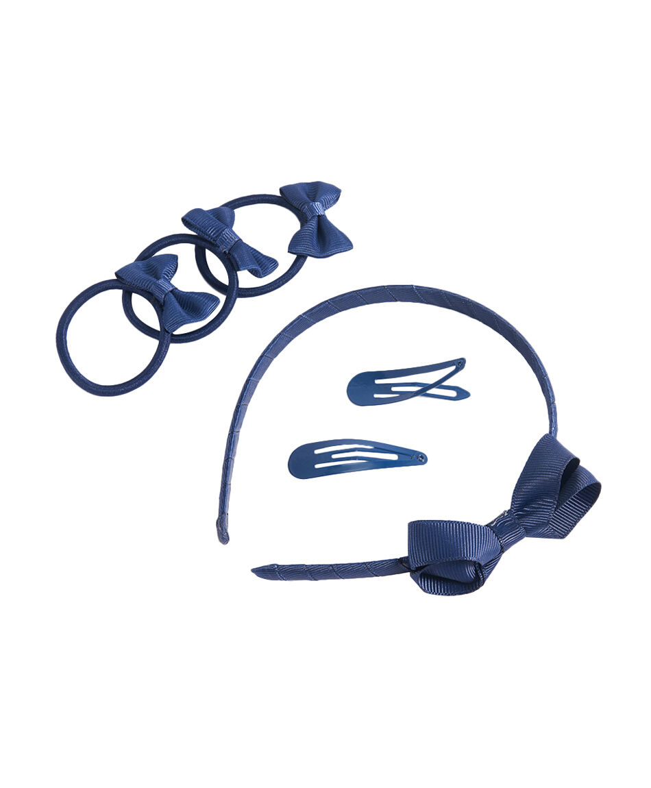 Set accesorios pelo escolar azul