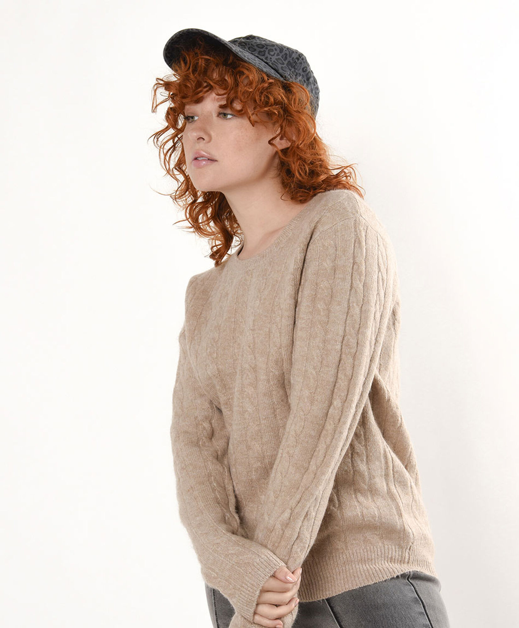 Sweater mujer trenzas beige Sweater mujer trenzas beige
