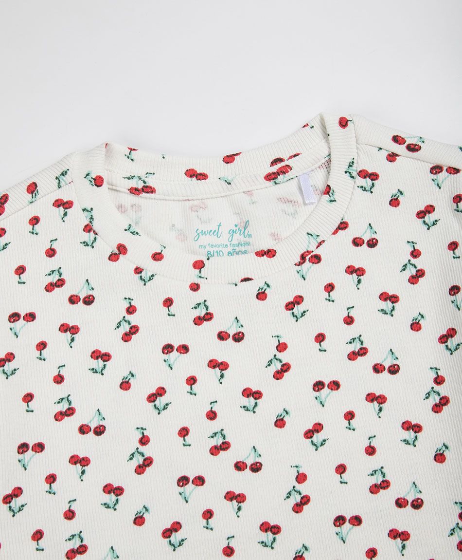 Polera ni&ntilde;a canal&eacute; cerezas