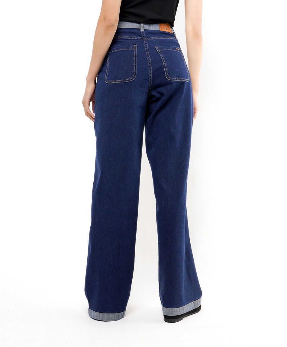 Jeans mujer pretina contrastada