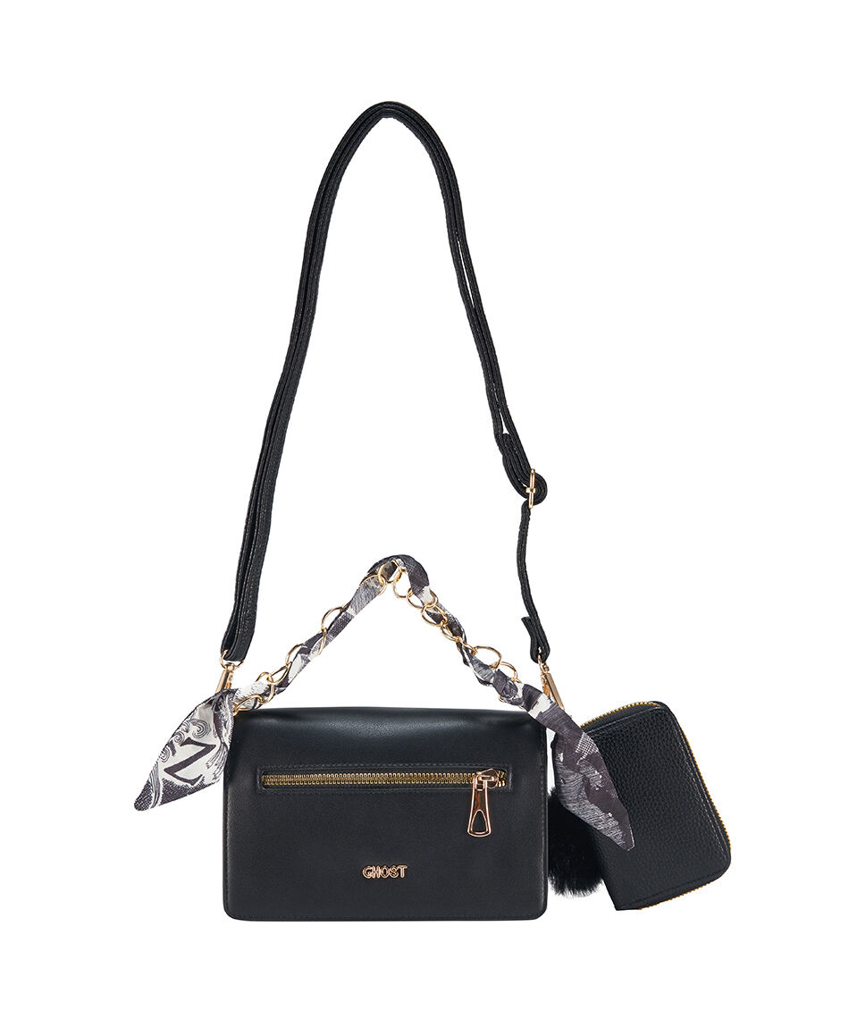 Mini cartera mujer pompon
