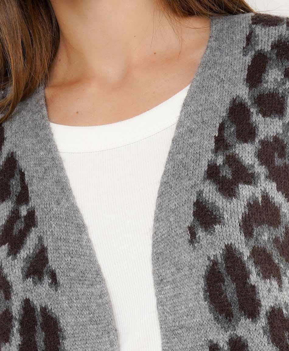 Cardigan mujer animal print grey