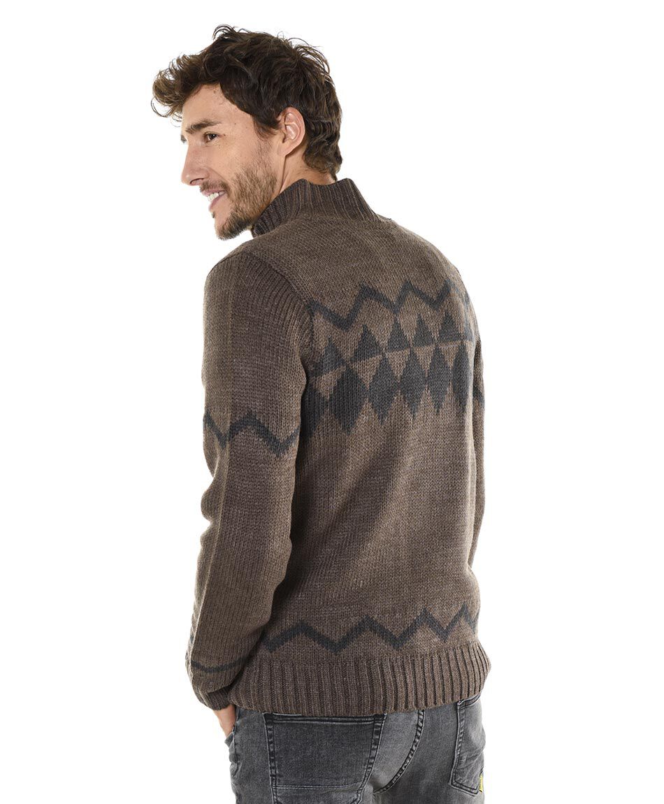 Sweater medio cierre cuello redondo