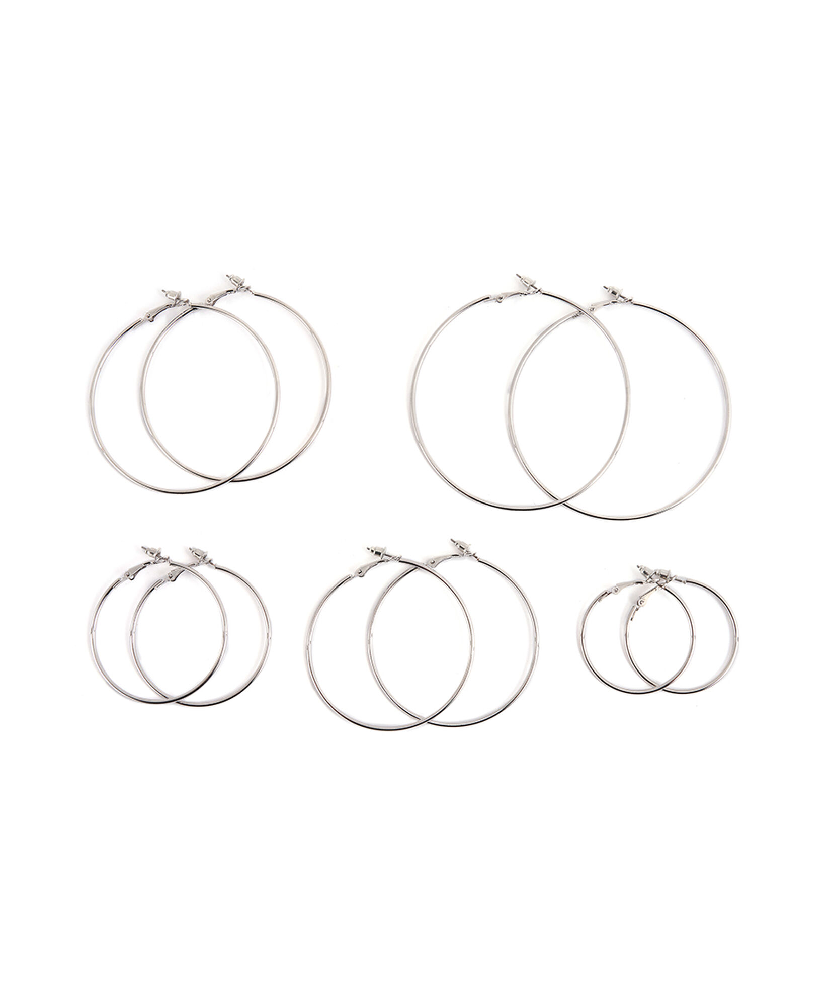 Set 5 aros mujer argollas plateadas Set 5 aros mujer argollas plateadas