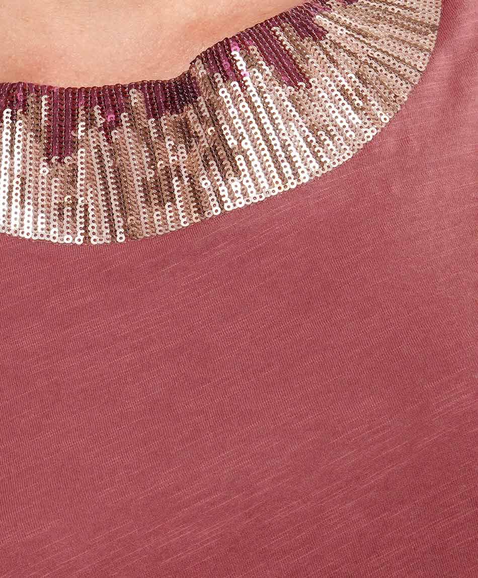 Polera mujer safari lentejuelas