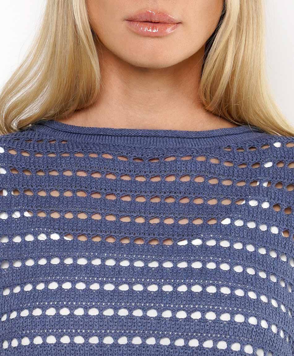 Sweater mujer calado azul