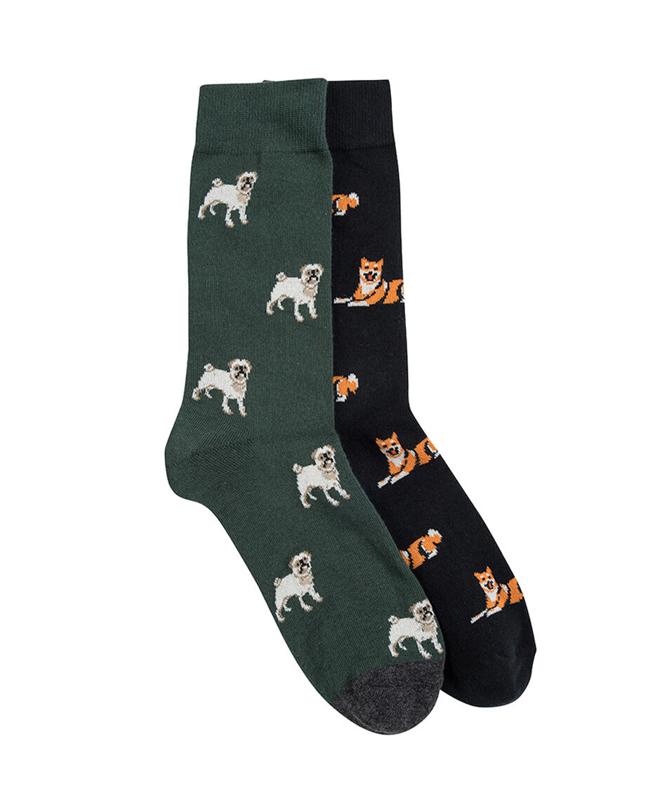 Pack 2 calcetines hombre dise&ntilde;o perritos