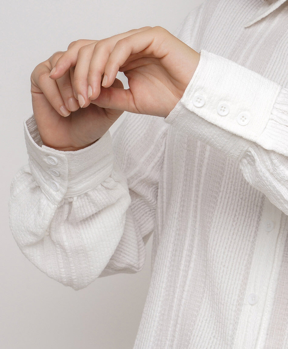 Blusa mujer camisera jacquard white