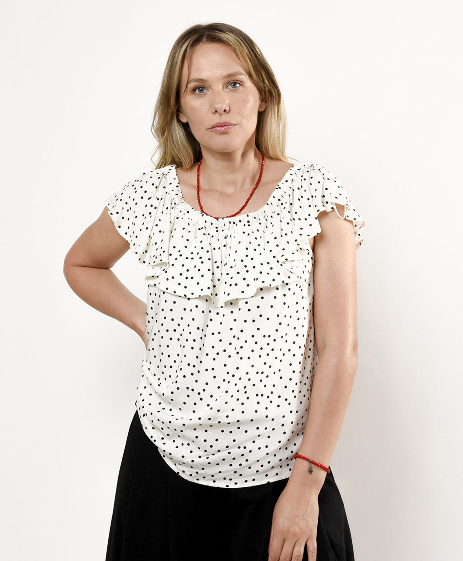 Blusa mujer puntitos vuelo