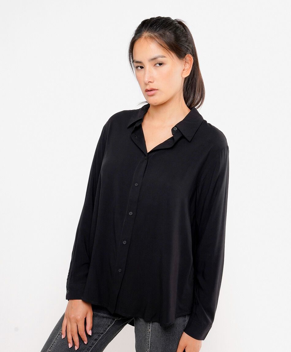 Blusa mujer camisera negra