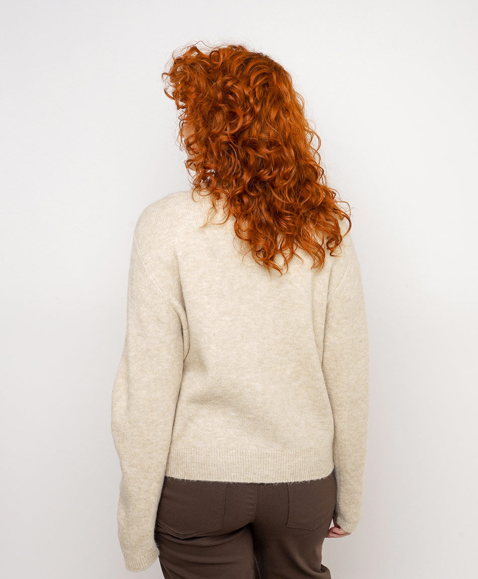 Cardigan mujer abotonado beige