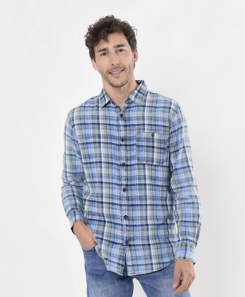 Camisa hombre escoc&eacute;s manga larga