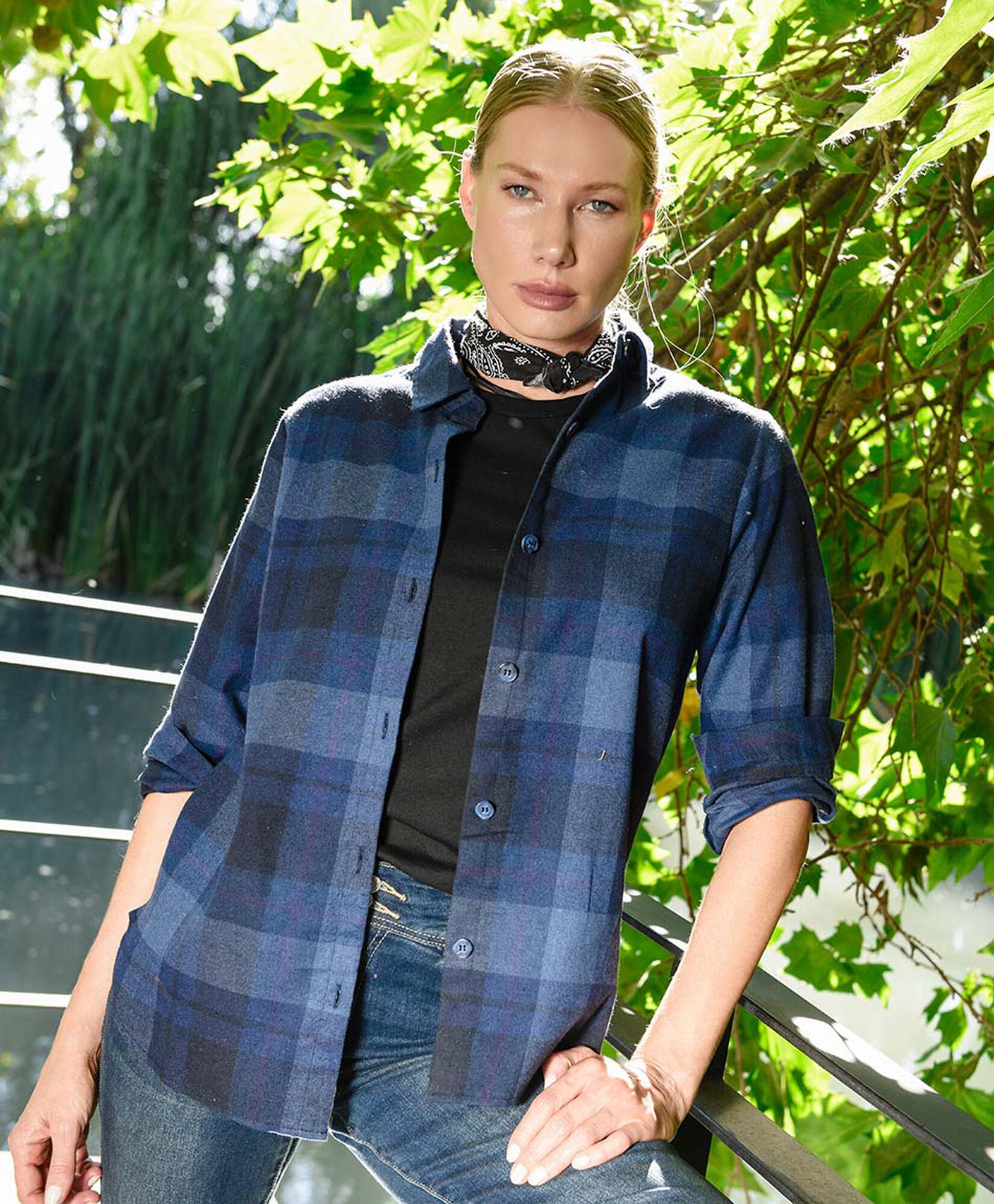 Blusa mujer escocesa azul Blusa mujer escocesa azul