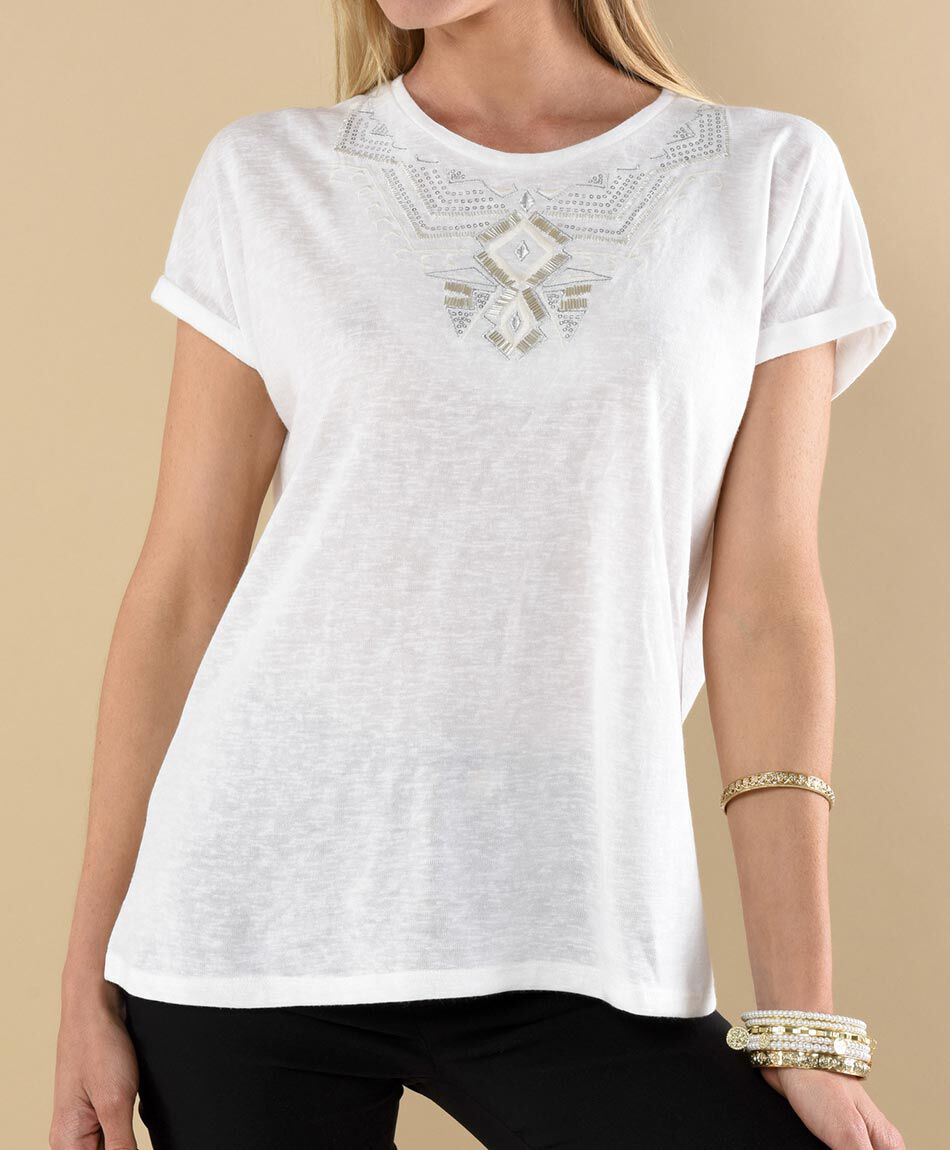 Polera manga corta cuello redondo