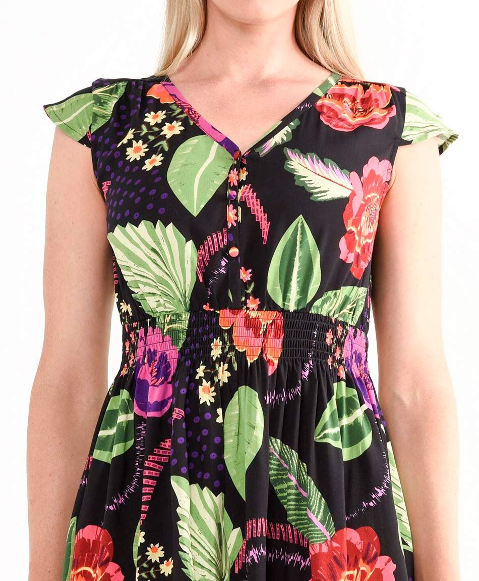 Vestido mujer print hojas