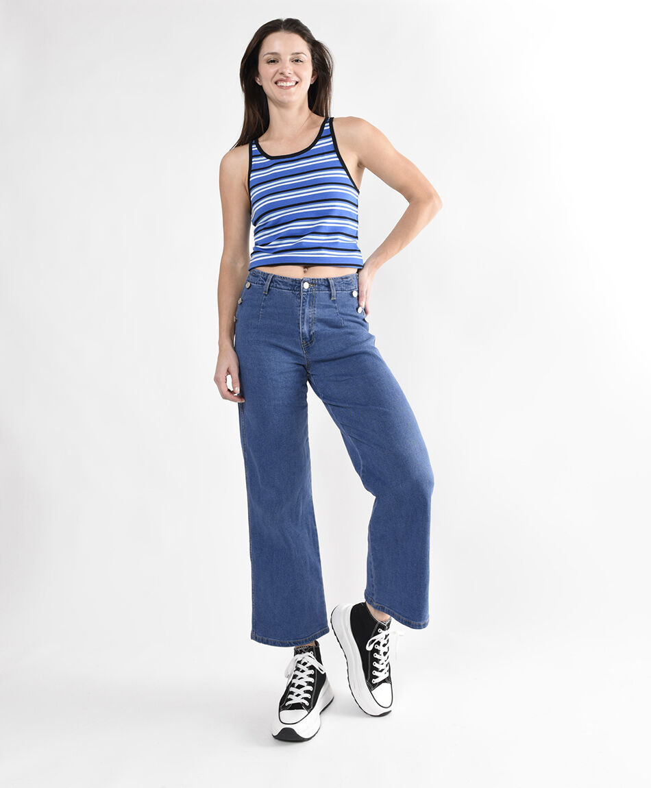 Jeans mujer botones wide