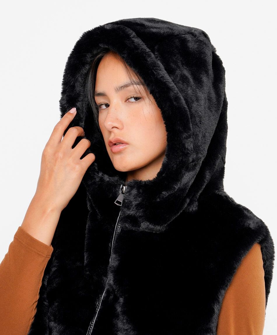 Chaqueta mujer sin mangas piel