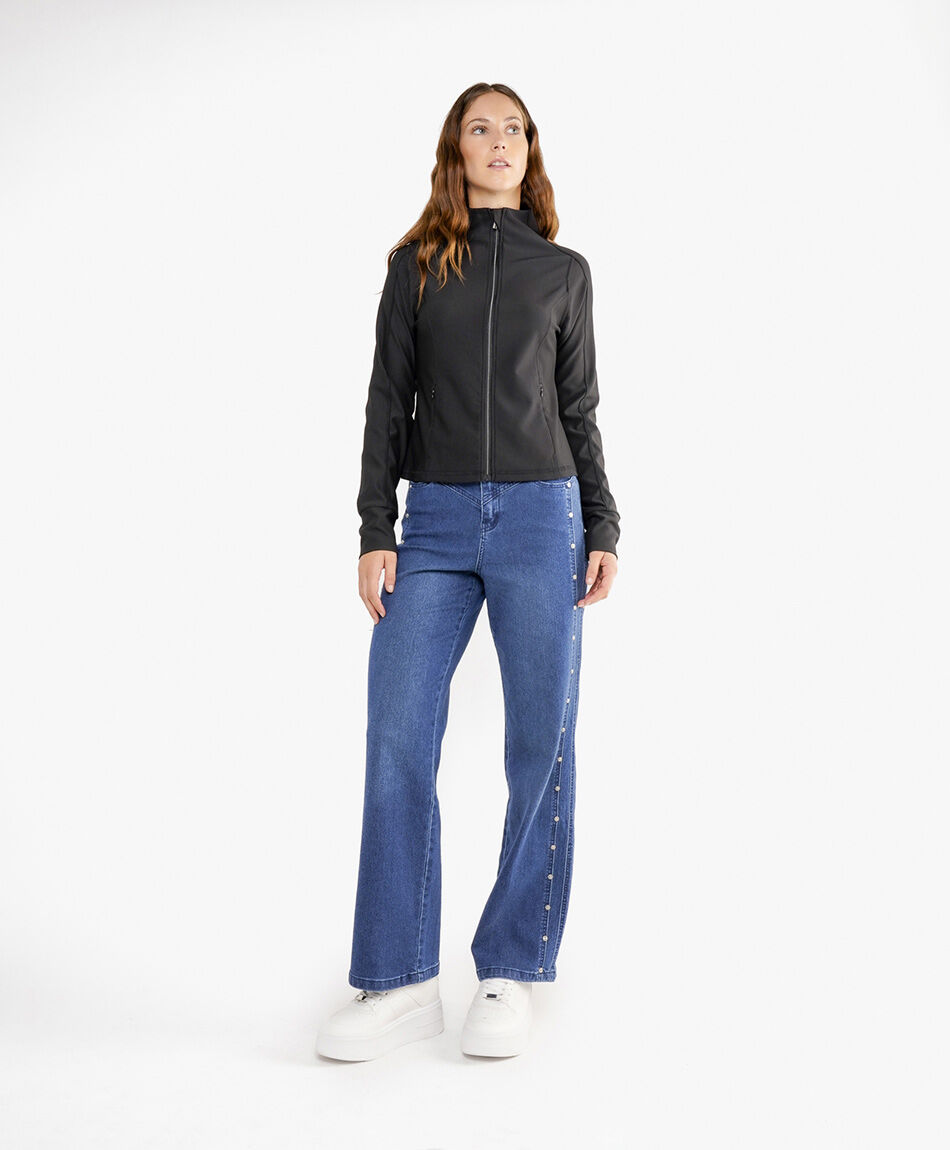 Jeans mujer flare denim tachas